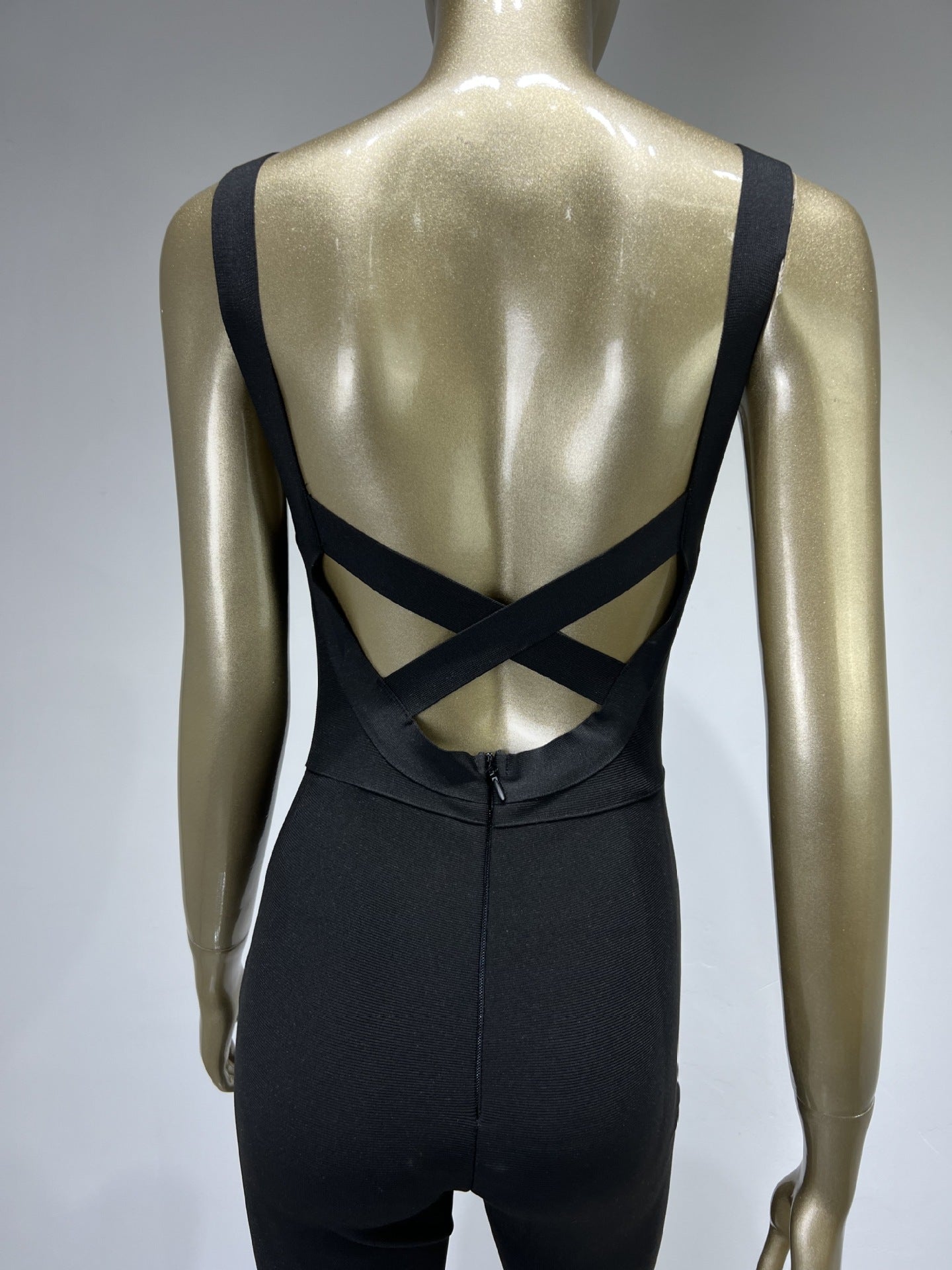 Backless High Street Bandage Jumpsuit – Stylish, Figure-Hugging One-Piece Outfit